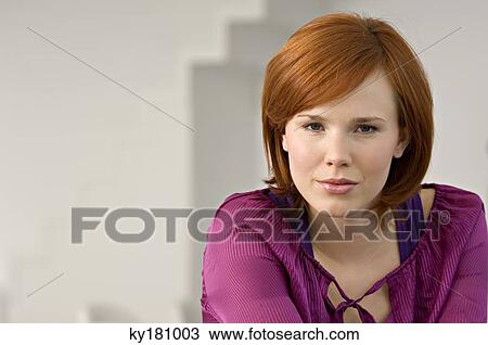 Stock Image - Portrait of a young woman. Fotosearch