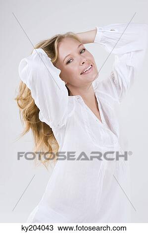 Portrait of a woman posing View Large Photo Image Stock Image - Portrait of a woman posing. Fotosearch