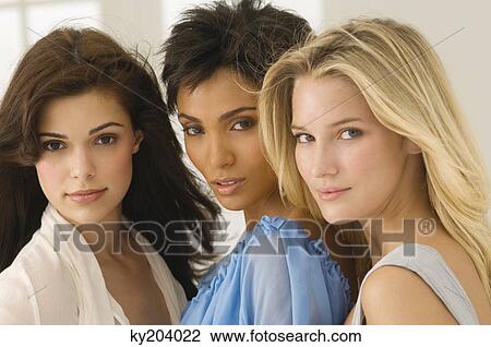 Portrait of three female friends View Large Photo Image Stock Image - Portrait of three female friends. Fotosearch