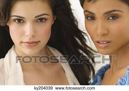 Portrait of two female friends View Large Photo Image Stock Photo - Portrait of two female friends. Fotosearch