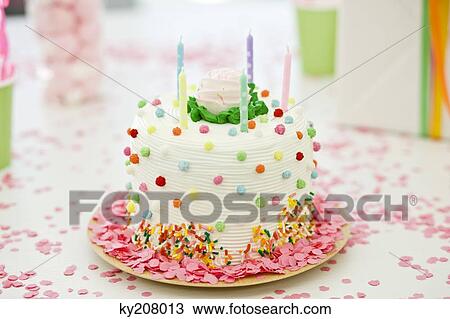 Close-up of a birthday cake with candles View Large Photo Image Stock Image - Close-up of a birthday cake with candles. Fotosearch