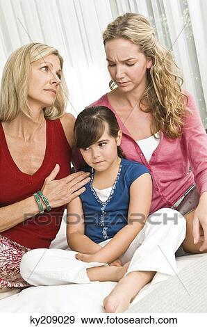 Girl sitting with her parents and looking sad View Large Photo Image Stock Photo - Girl sitting with her parents and looking sad. Fotosearch