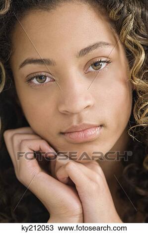 Portrait of a girl thinking View Large Photo Image Stock Image - Portrait of a girl thinking. Fotosearch