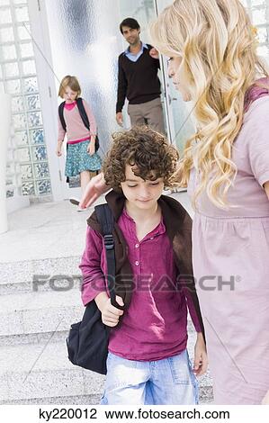 Children leaving for school View Large Photo Image Stock Image - Children leaving for school. Fotosearch