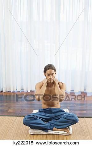 Man massaging his neck View Large Photo Image Stock Photography - Man massaging his neck. Fotosearch