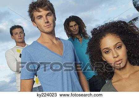 Stock Image - Portrait of four friends. Fotosearch