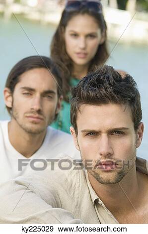 Stock Photo - Portrait of three friends. Fotosearch