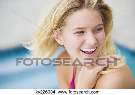 Picture - Close-up of a woman smiling. Fotosearch