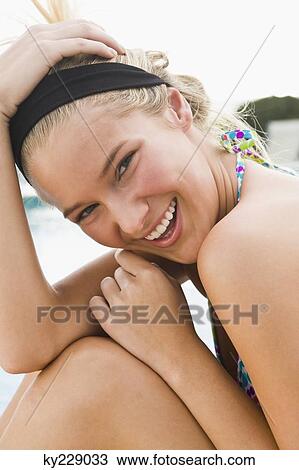 Portrait of a woman smiling View Large Photo Image Stock Image - Portrait of a woman smiling. Fotosearch