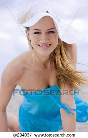 Portrait of a woman smiling View Large Photo Image Stock Photo - Portrait of a woman smiling. Fotosearch