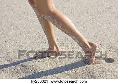 Low section view of a woman walking on the beach View Large Photo Image Stock Image - Low section view of a woman walking on the beach. Fotosearch