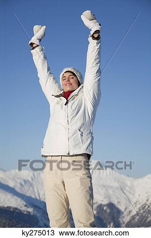 Young woman breathing fresh air View Large Photo Image Stock Image - Young woman breathing fresh air. Fotosearch