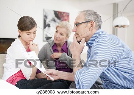 Girl sitting with her grandparents View Large Photo Image Stock Image - Girl sitting with her grandparents. Fotosearch