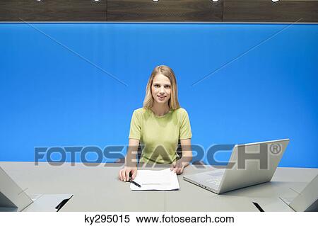 Stock Photography - Businesswoman working in a conference room. Fotosearch
