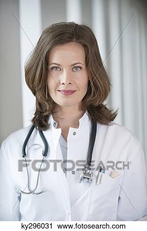 Stock Image - Portrait of a female doctor. Fotosearch