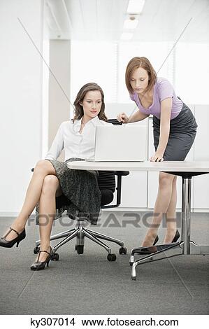 Two businesswomen working in an office View Large Photo Image Picture - Two businesswomen working in an office. Fotosearch