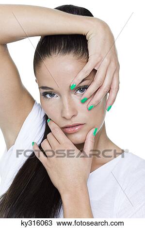 Stock Image - Portrait of young woman. Fotosearch