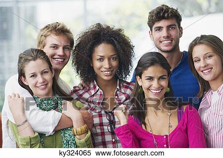 Portrait of multi-ethnic university students standing together View Large Photo Image Stock Photography - Portrait of multi-ethnic university students standing together. Fotosearch