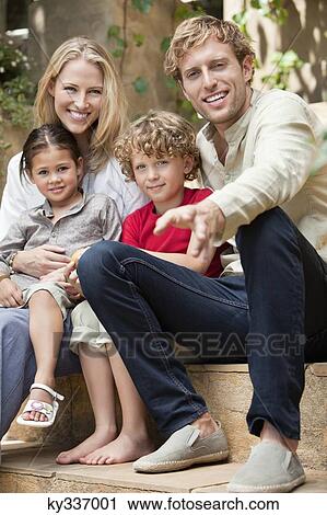 Portrait of a family with two children View Large Photo Image Stock Image - Portrait of a family with two children . Fotosearch