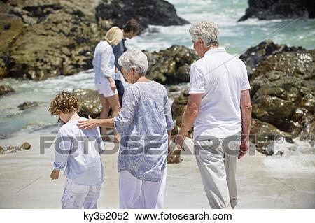Multi generation family collecting shell on the beach View Large Photo Image Stock Image - Multi generation family collecting shell on the beach. Fotosearch