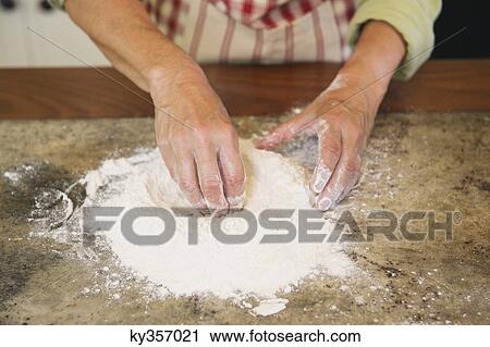 Close-up of a senior woman's hand mixing flour View Large Photo Image Stock Image - Close-up of a senior woman's hand mixing flour. Fotosearch