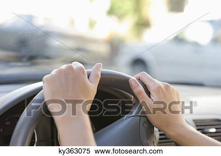 Close-up of human hand holding steering wheel View Large Photo Image Stock Photography - Close-up of human hand holding steering wheel. Fotosearch