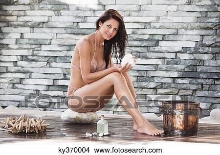 Portrait of a woman in bikini at a spa View Large Photo Image Picture - Portrait of a woman in bikini at a spa. Fotosearch