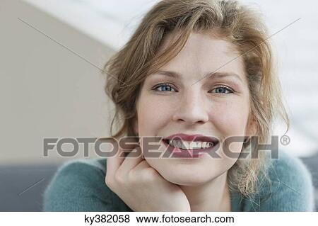 Woman looking happy View Large Photo Image Stock Photo - Woman looking happy. Fotosearch