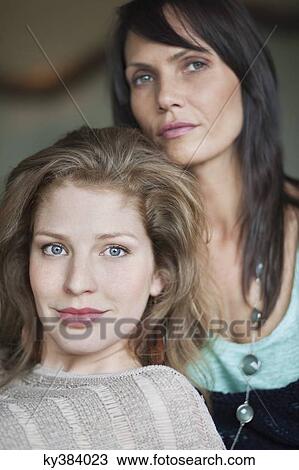 Stock Image - Portrait of a woman with her mother. Fotosearch