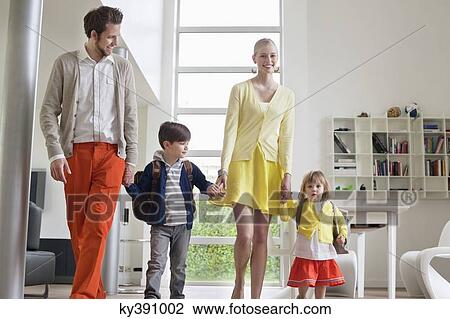 Stock Image - Couple with their children. Fotosearch