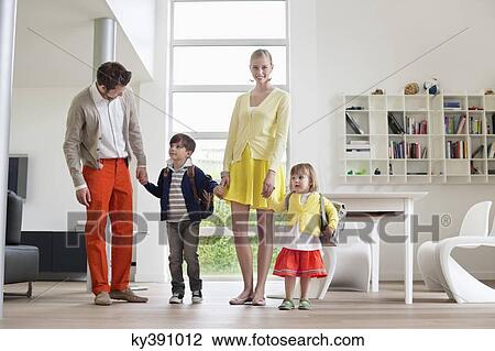 Stock Image - Couple with their children. Fotosearch