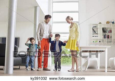 Stock Image - Couple with their children. Fotosearch