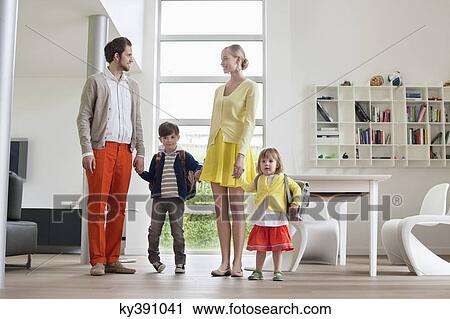 Stock Image - Couple with their children. Fotosearch