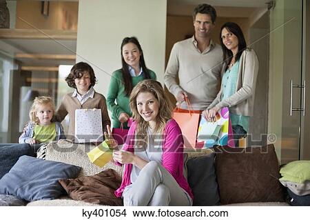 Picture - Family celebrating Mother's Day party at home. Fotosearch
