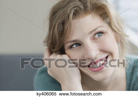 Woman looking happy View Large Photo Image Stock Photography - Woman looking happy. Fotosearch