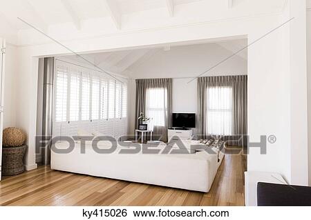 Stock Photograph - Interiors of a living room. Fotosearch