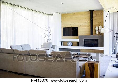 Stock Photograph - Interiors of a living room. Fotosearch