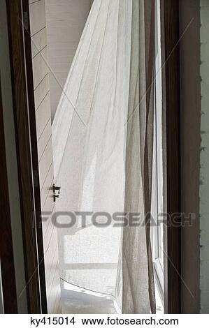Open door and curtain View Large Photo Image Picture - Open door and curtain. Fotosearch
