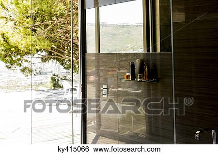 Outside view from a bathroom View Large Photo Image Stock Photograph - Outside view from a bathroom. Fotosearch