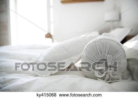 Pillows on bed in the bedroom View Large Photo Image Stock Photo - Pillows on bed in the bedroom. Fotosearch