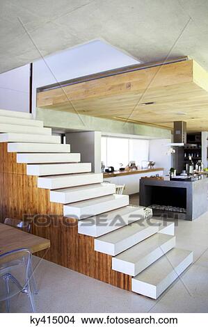Staircase in a studio apartment View Large Photo Image Picture - Staircase in a studio apartment. Fotosearch