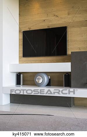 Stock Image - Television in a living room. Fotosearch