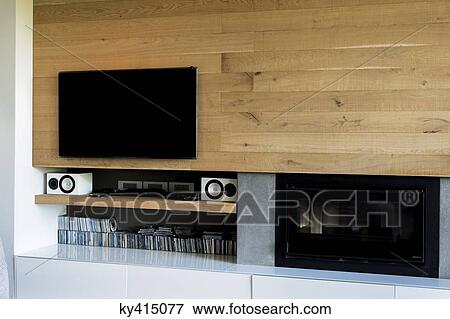 Stock Photo - Television in a living room. Fotosearch
