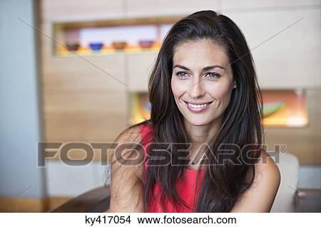 Picture - Close-up of a beautiful woman smiling. Fotosearch