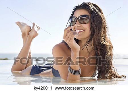 Stock Photography Of Beautiful Woman Lying On The Beach Ky420011 Beautiful Woman Lying On The Beach