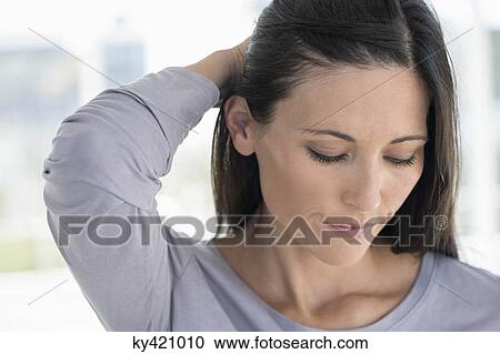 Close-up of an ill woman View Large Photo Image Stock Image - Close-up of an ill woman. Fotosearch
