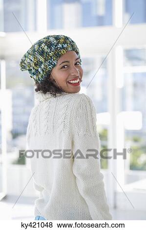 Portrait of a woman smiling View Large Photo Image Stock Photo - Portrait of a woman smiling. Fotosearch