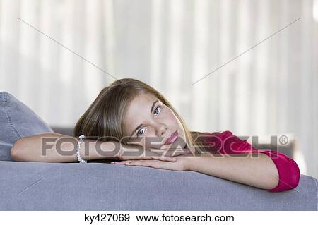 Portrait of a girl thinking View Large Photo Image Stock Photo - Portrait of a girl thinking. Fotosearch