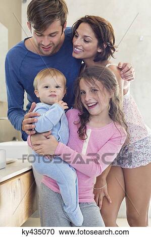 Happy family in a bathroom View Large Photo Image Stock Image - Happy family in a bathroom. Fotosearch