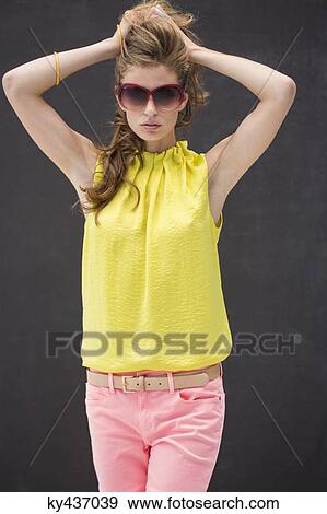 Portrait of a beautiful woman posing View Large Photo Image Stock Photo - Portrait of a beautiful woman posing. Fotosearch